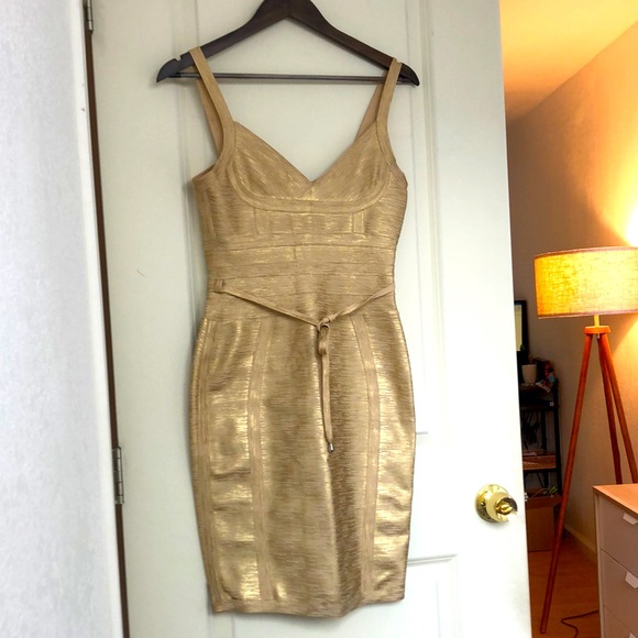 Dresses & Skirts - Gold bodicon bandage dress
